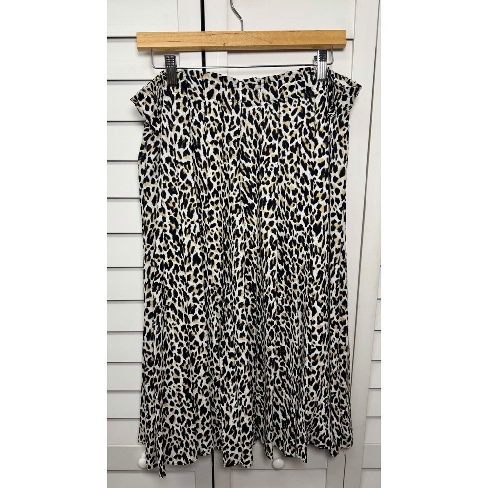J. Crew Leopard Print Pleated Lined Midi Skirt Office Career Women's Size 12 - Picture 10 of 10